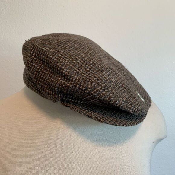 Vintage Brown Plaid Wool Captains Hat Cabbie Cab Hat Unisex - Picture 4 of 8